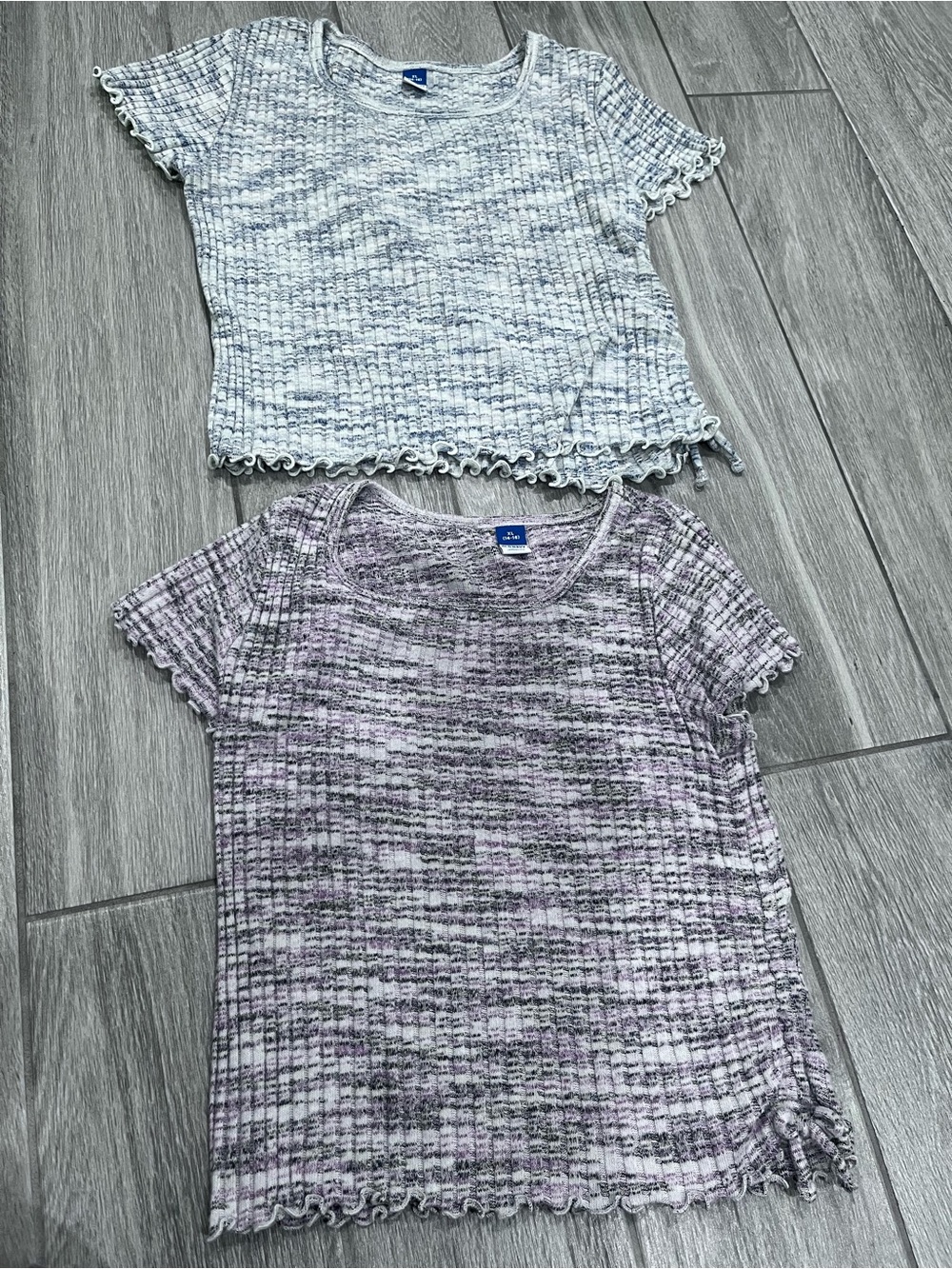 Children's Textured Short Sleeve Top - Lavender & Light Blue